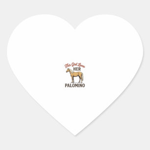 Palomino-hästälskare Vintage-gravyr T-shirt_1 Hjärtformat Klistermärke