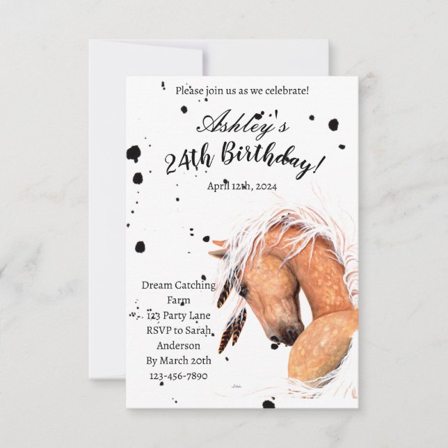 Palomino Horse Birthday Card av Amylyn Bihrle Inbjudningar (Framsida)