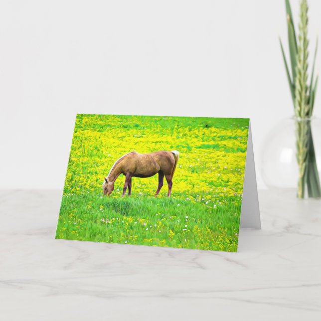 Palomino Horse Flower Paradise Note Card Kort (Framsida)