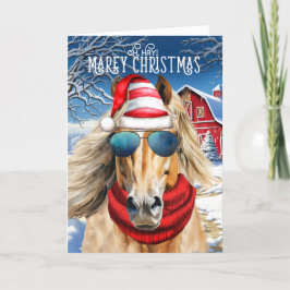 Palomino Horse Funny MAREy jul Helgkort