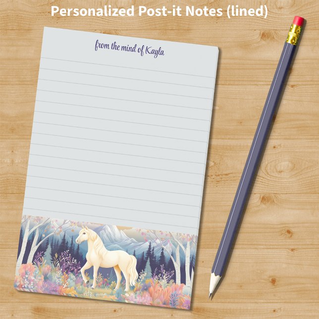 Palomino Horse Girl WildblomPersonlig Slogan Post-it Block (Palomino Horse Girl Wildflower Personalized Slogan Post-it Notes)