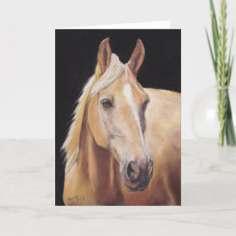 Palomino Horse Head Equine Art Greeting Card Kort