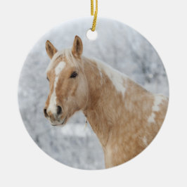 Palomino Horse i snö Julgransprydnad Keramik