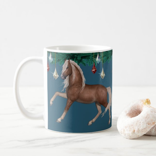 Palomino Horse på Blue Mugg (Med munk)