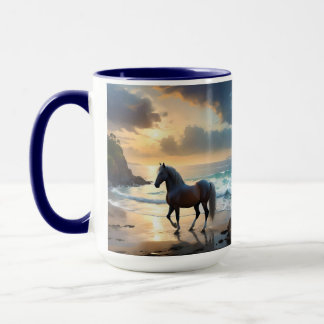 Palomino Horse på stranden. Mugg