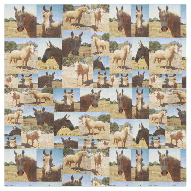 Palomino Horses Photo Collage Tyg (Närbild)