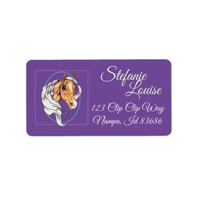 Palomino (lila) adressetikett (Framsidan)