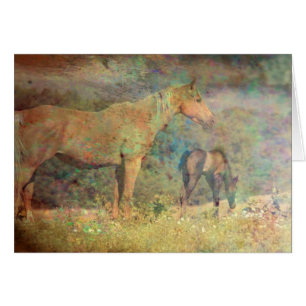 Palomino Mare and Foal Hälsningskort