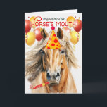 Palomino Paint Horse Funny Birthday Kort<br><div class="desc">En vacker Palomino-häst med gult eller gyllene jacka och mane ser redo ut för en födelsedagseftermiddag med ballonger,  en party-hatt och brusblåsare.</div>