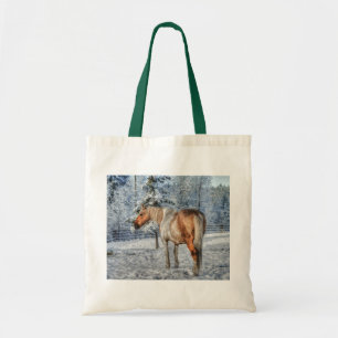 Palomino Paint Horse och Snö för Animal-älskare Tygkasse