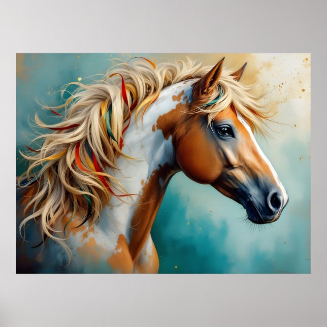 Palomino Paint Mustang Porträtt Poster (Framsidan)