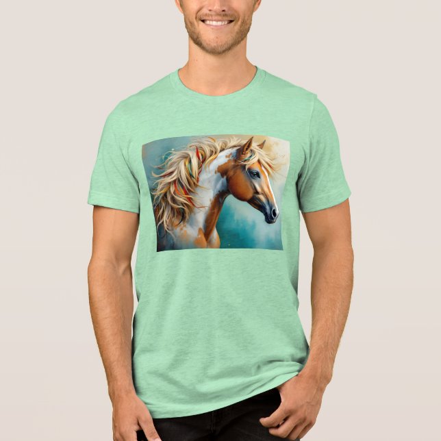 Palomino Paint Mustang Porträtt T Shirt (Framsida)