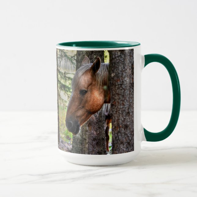 Palomino Paint Stallion & Forest Equine Photo Mugg (Höger)