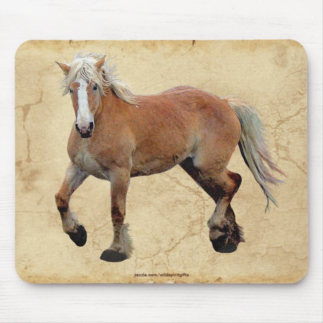 Palomino Percheron Horse-älskare Art Mousepad Musmatta (Framsidan)