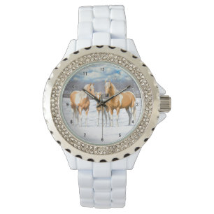 Palomino Pinto Paint Quarter Horses i Snö Armbandsur