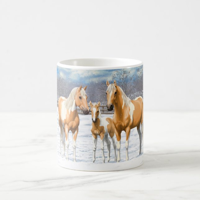 Palomino Pinto Paint Quarter Horses i Snö Kaffemugg (Center)