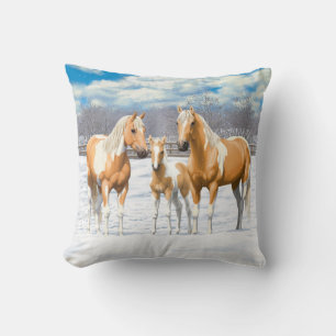 Palomino Pinto Paint Quarter Horses i Snö Kudde
