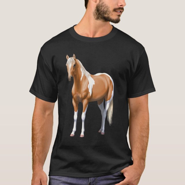 Palomino Pinto Quarter Horse Paint Horse Stallion T Shirt (Framsida)