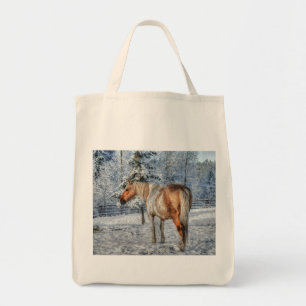 Palomino Pinto Stallion och Snö Winter-tema Tygkasse