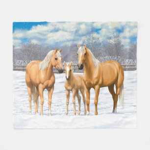 Palomino Quarter Horses i Snö Fleecefilt
