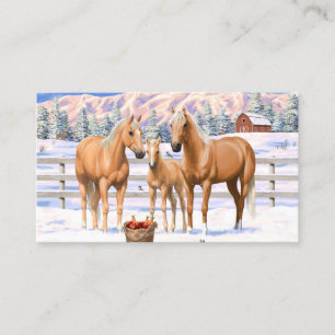 Palomino Quarter Horses in Winter Snö Visitkort