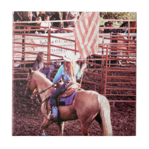 Palomino Rodeo American Flagga Horse Kakelplatta