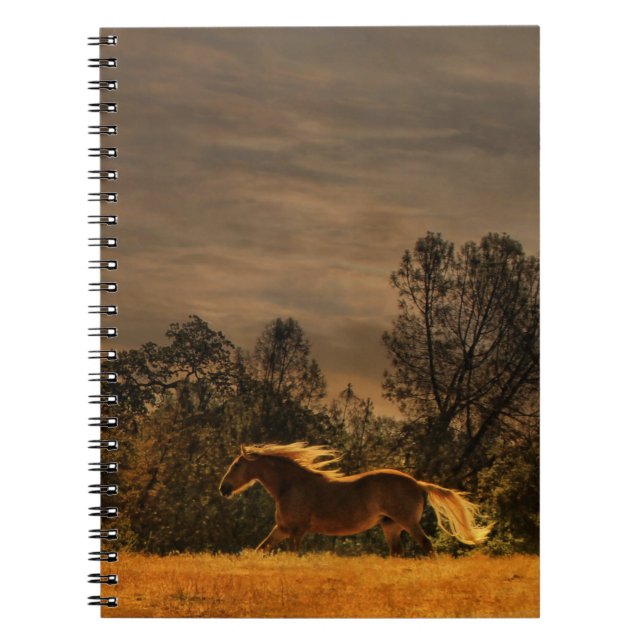 Palomino Running Horse Notebook Anteckningsbok (Framsidan)
