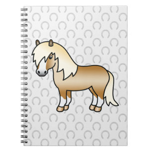 Palomino Shetland Ponny Söt Tecknad Illustration Anteckningsbok Med Spiral