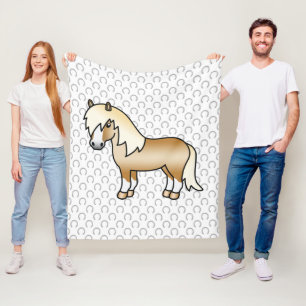 Palomino Shetland Ponny Söt Tecknad Illustration Fleecefilt