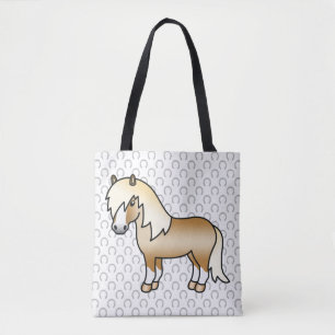 Palomino Shetland Ponny Söt Tecknad Illustration Tygkasse