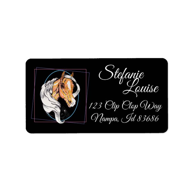 Palomino (svart) adressetikett (Framsidan)