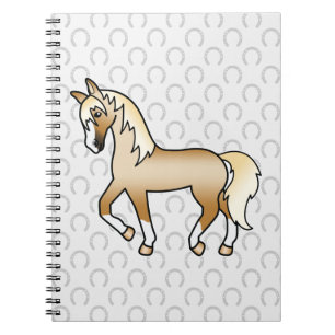 Palominohäst Trabbande Tecknad Bild Söt Anteckningsbok Med Spiral