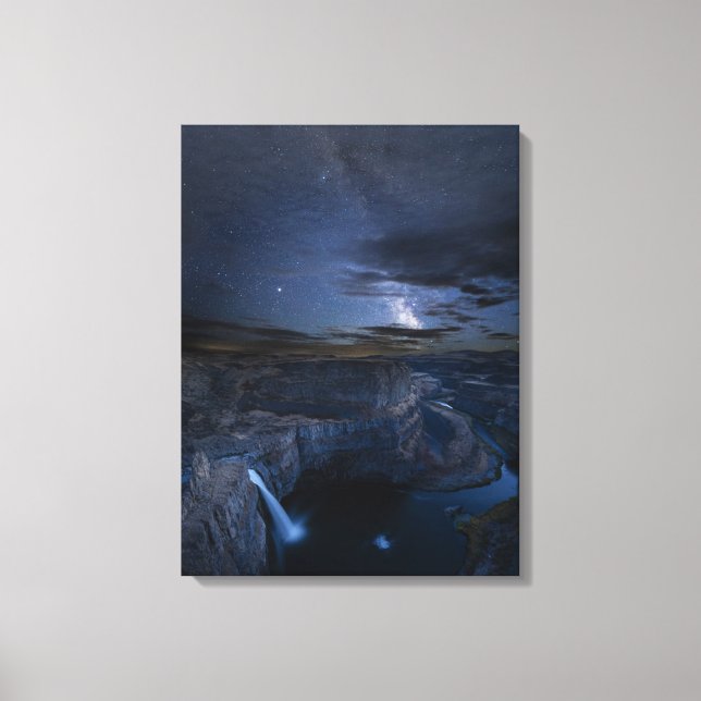 Palouse Falls Park & Vintergatan | Washington Stat Canvastryck (Framsida)