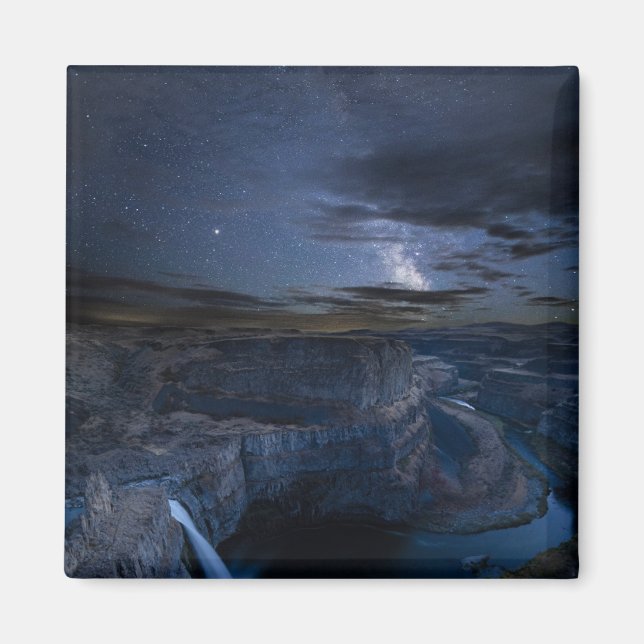 Palouse Falls Park & Vintergatan | Washington Stat Magnet (Framsidan)