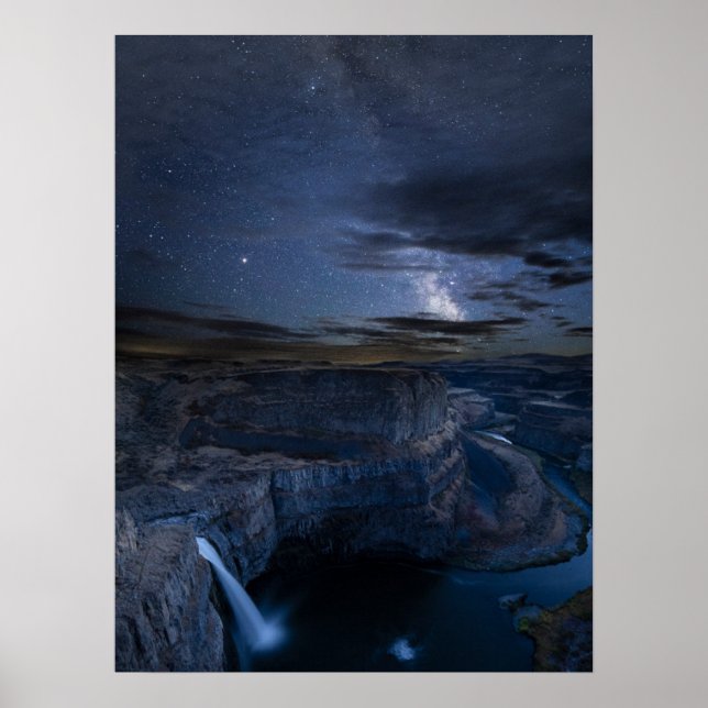 Palouse Falls Park & Vintergatan | Washington Stat Poster (Framsidan)