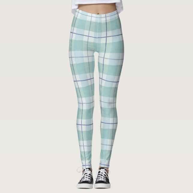 Päls av Pastel Tartan Mönster Leggings (Framsida)