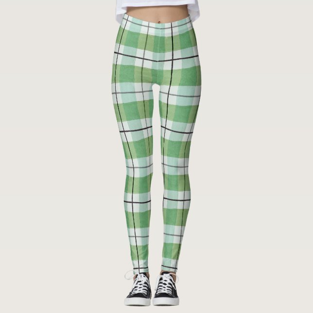 Päls av Pastel Tartan Mönster Leggings (Framsida)