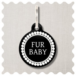 Päls Baby Black and White Hund Pet ID-tagg Djurbricka
