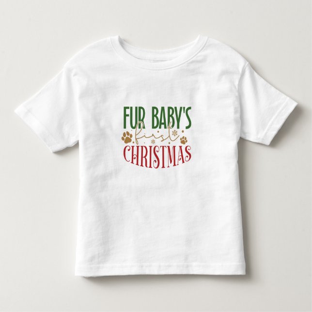 Päls Baby under den första julen - Julpett T-shirt (Framsida)