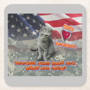 Päls Battle Buddies-Cats-Kärlek Veterans Underlägg Papper Kvadrat