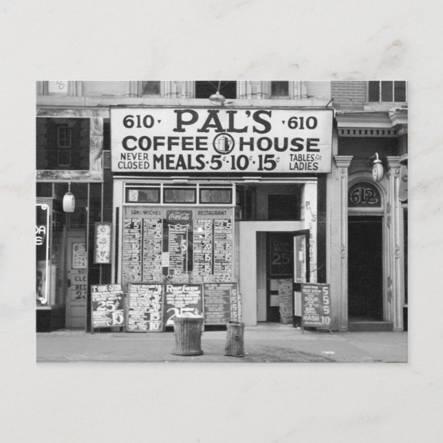 Pal's Coffee House, 1939 Vykort (Framsida)