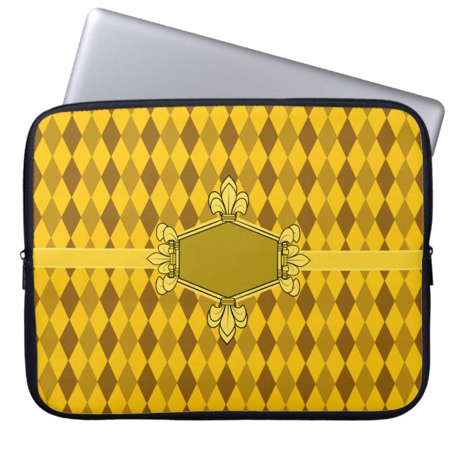 Päls de lis, guld, guld diamant, Lägg till initial Laptop Fodral (Framsidan)