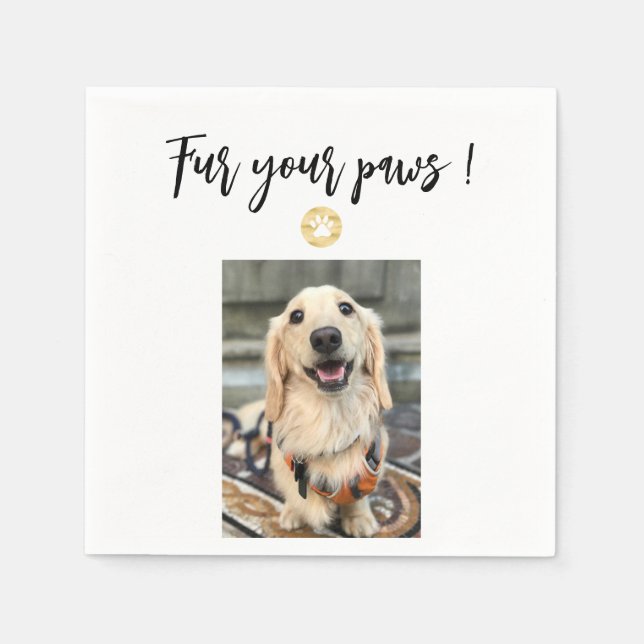 Päls Ditt Tass Pet Theme Hund Photo Bröllop Napkin Pappersservett (Framsidan)