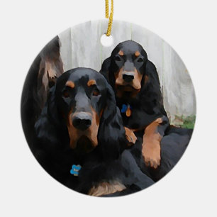 Pals för Gordon Setter som målar prydnaden Julgransprydnad Keramik