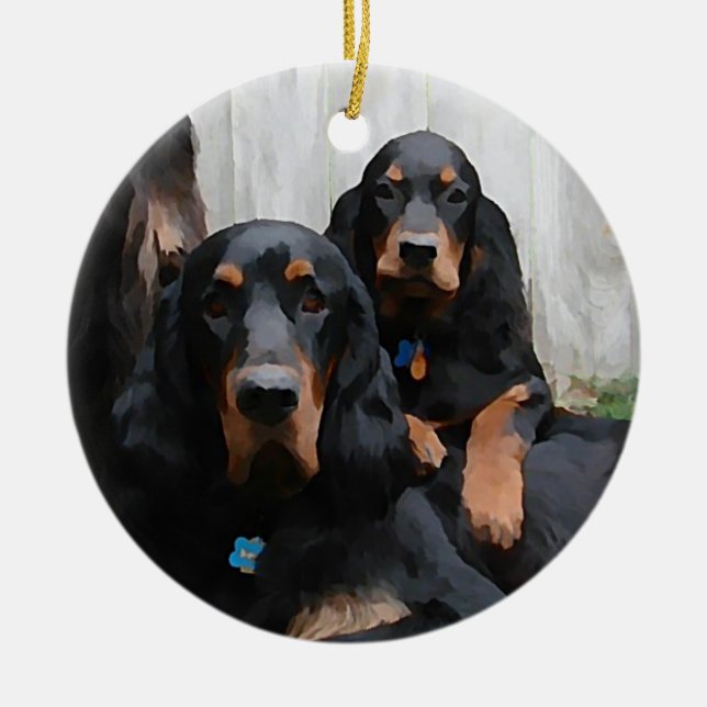 Pals för Gordon Setter som målar prydnaden Julgransprydnad Keramik (Framsidan)