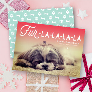 Päls La La La La Hund älskare-fotofunny Pet Julkort