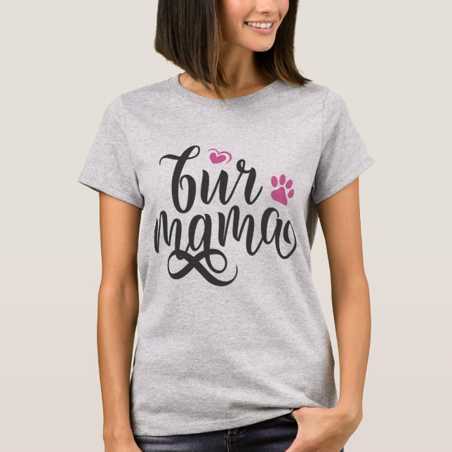 päls mamma, galna hund-mamma t shirt (Framsida)