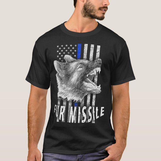 Päls-missile K9-Lodrät Thin Blue Line Flagga_1 T Shirt (Framsida)