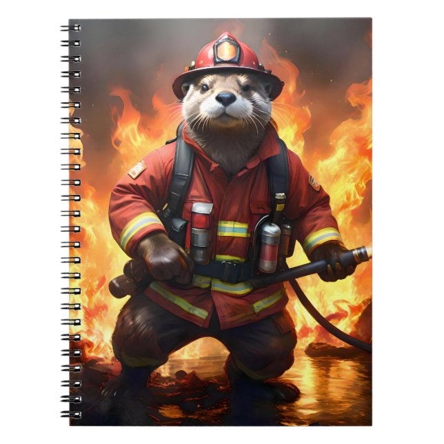 **"Päls och Flames: Otter Firemans Backburn Anteckningsbok (Framsidan)