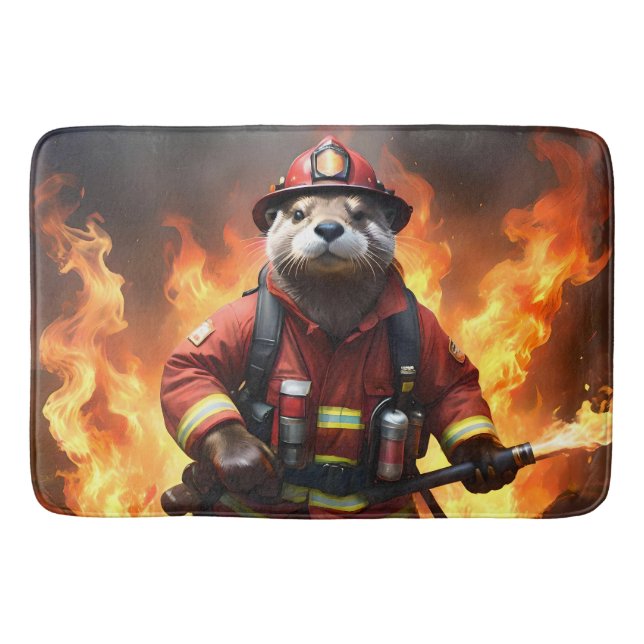 **"Päls och Flames: Otter Firemans Backburn Badrumsmatta (Framsidan)